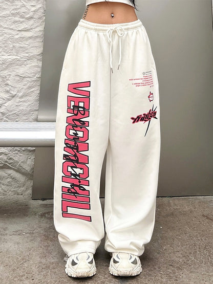 Contrast Color Print Loose Sweatpants