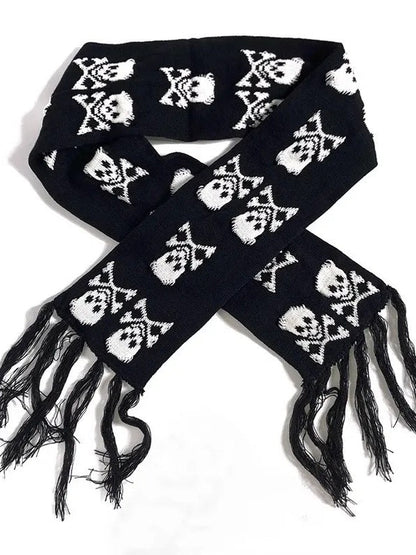 Punk Y2K Skull Thick Knit Scarf