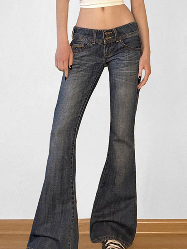 Low Rise Washed And Slimming Versatile Flare Jeans
