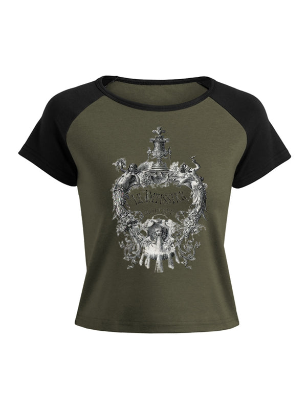 Retro Abstract Print Short Sleeve Tee