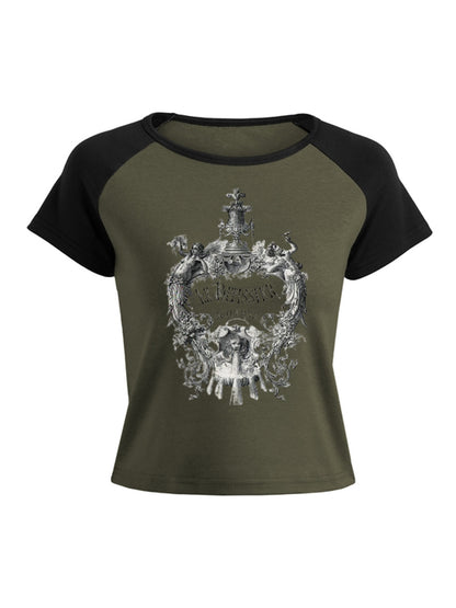 Retro Abstract Print Short Sleeve Tee