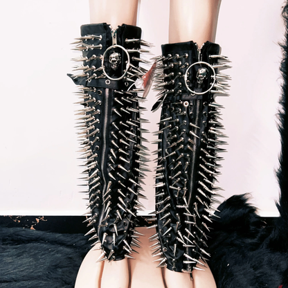 Metal chain skull applique rivet gloves cami top  | Festival Outfits Women