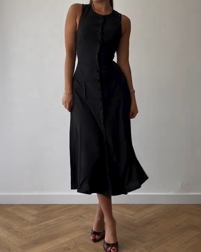 Button Waist Temperament Dress