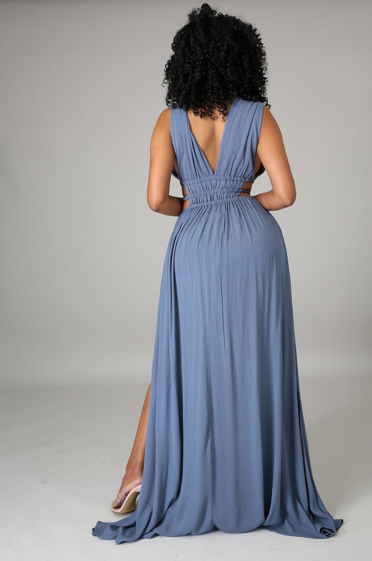 Plus Size Maxi Dress Summer Women Clothes Dress Solid Color V-neck Ice Silk Dress Maxi