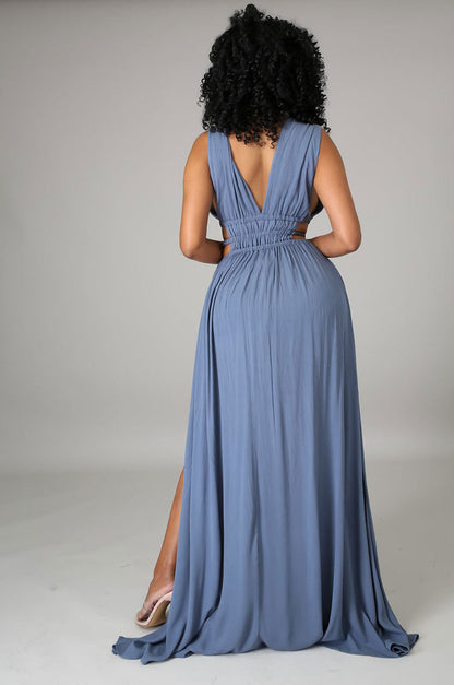Plus Size Maxi Dress Summer Women Clothes Dress Solid Color V-neck Ice Silk Dress Maxi