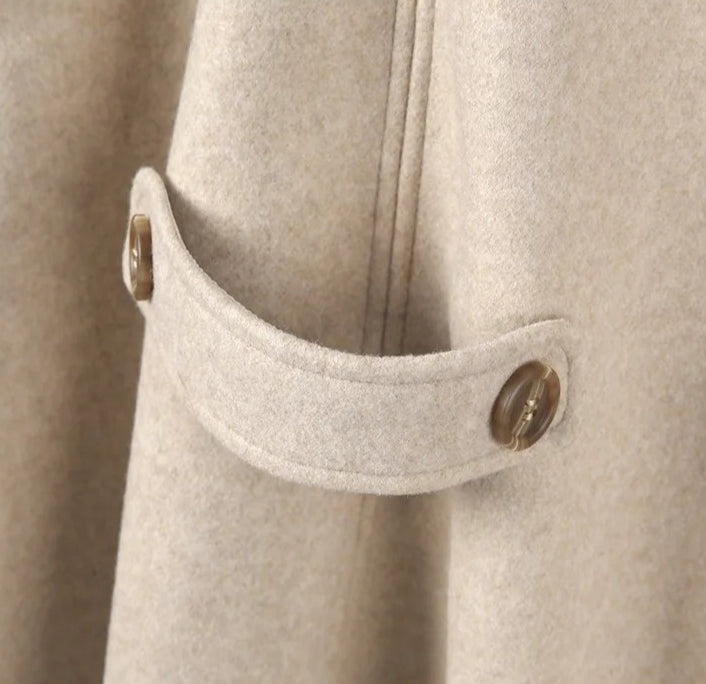 Belted Wool Shawl Cape Cloak