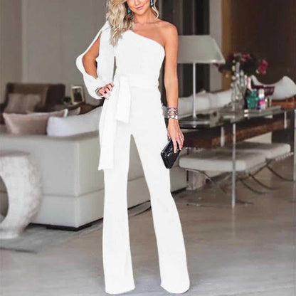 Creative Women One Shoulder Asymmetric Women Clothing Jumpsuit