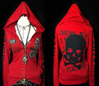 Punk Rock Skeleton Letter Hoodie