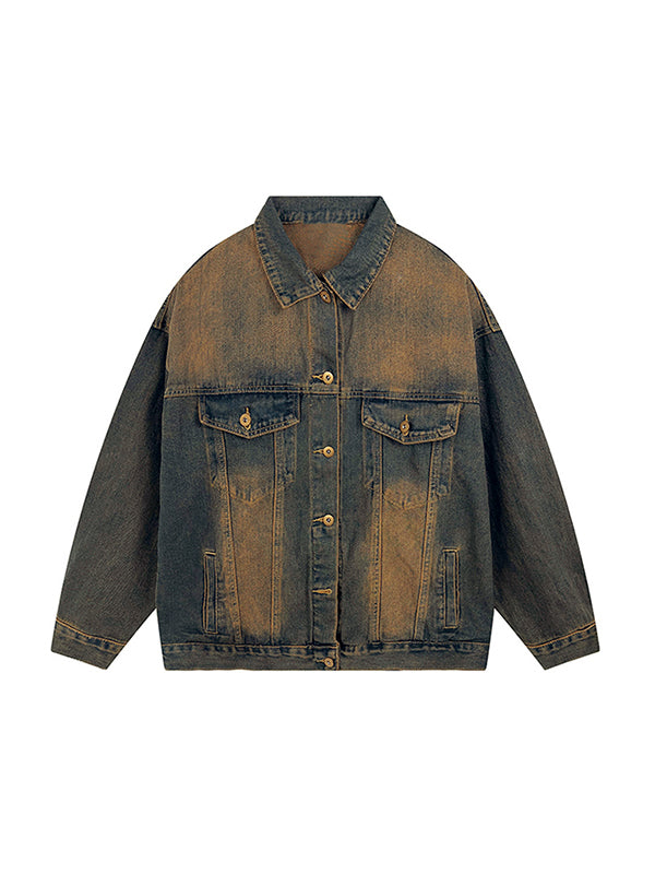 Ombre Washed Loose Denim Jacket