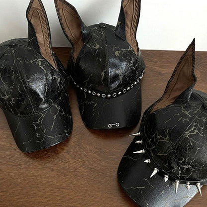 Y2K Punk Rivet Doberman Ear Baseball Hat