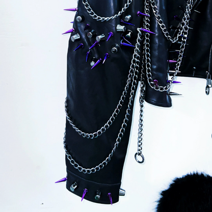 Long sleeve metal chain turnover collar zip-up o ring top  | Festival Outfits Women