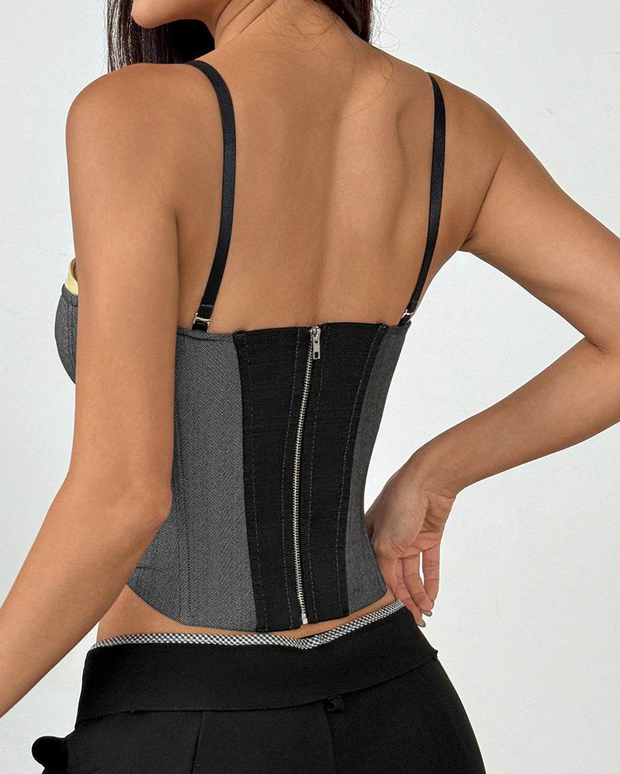 Contrast Color Herringbone Vest