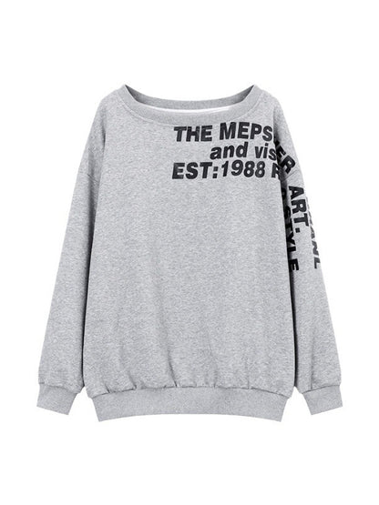 Letter Printed Off Shoulder Loose Sweatshirt