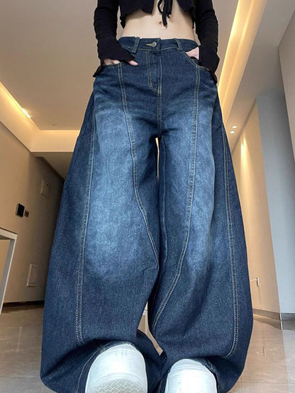 Vintage Navy Blue Straight Boyfriend Jeans