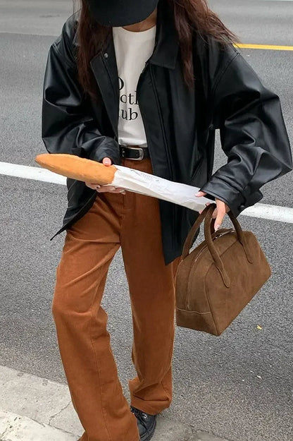 PU Leather Oversized Biker Jacket