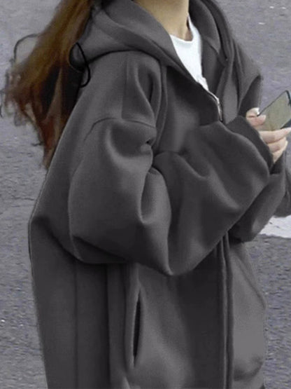 Vintage Loose Cardigan Zip Hoodie