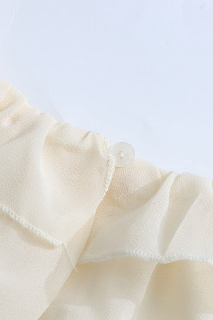 Chiffon Tiered Ruffle Long Sleeve Crop Blouse