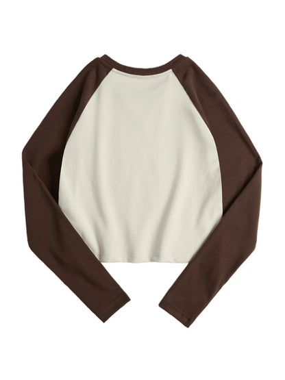 Blurred Heart Print Raglan Long Sleeve Tee