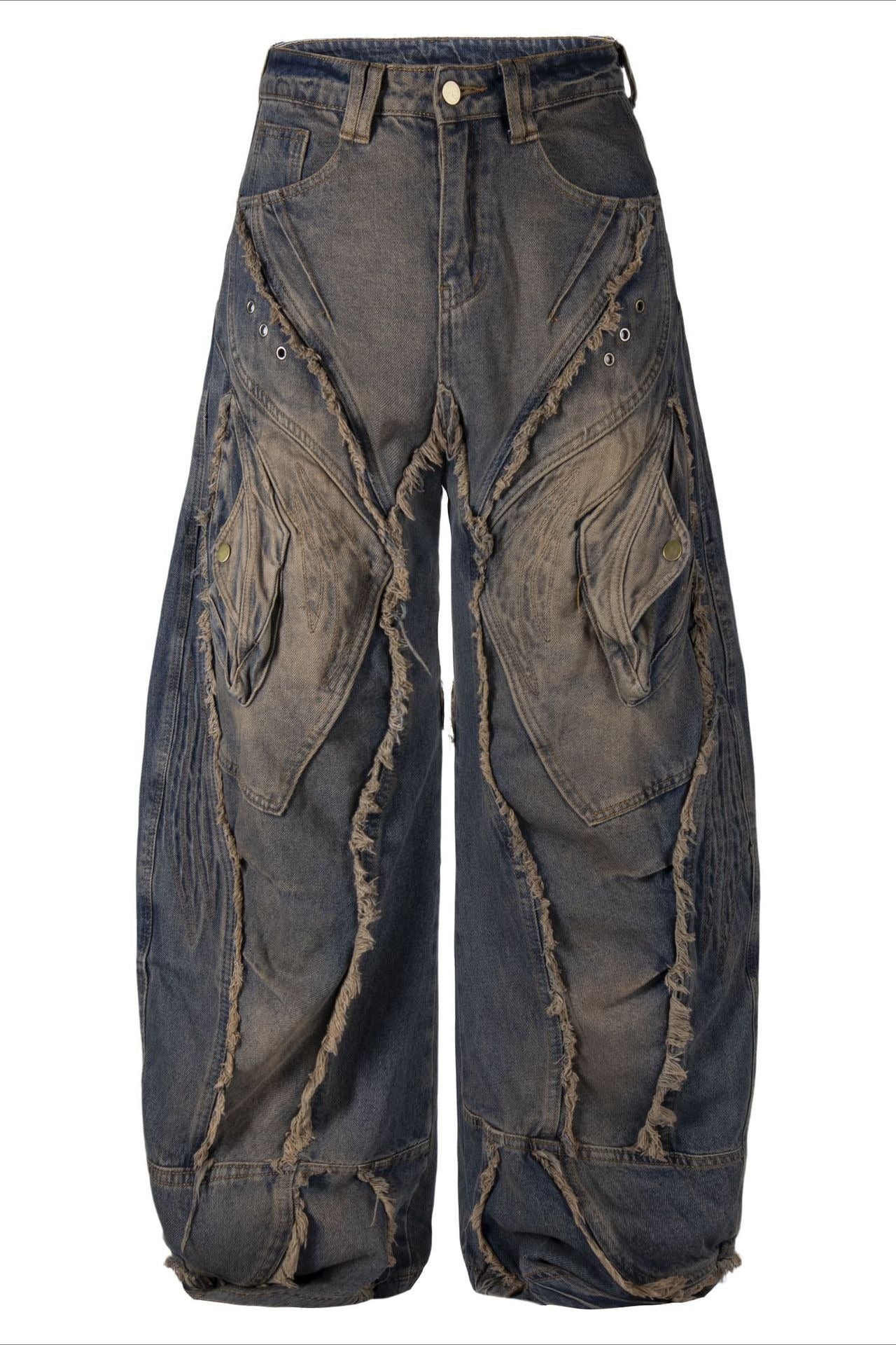 Gothic Frayed Tassel Distressed Straight Leg Pants