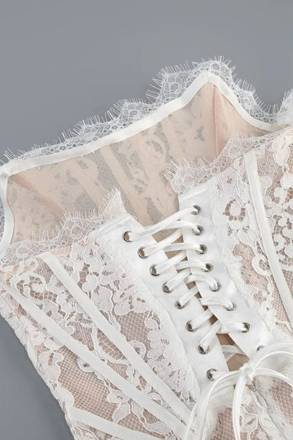 Lace Sheer Patchwork Strapless Floral Dress