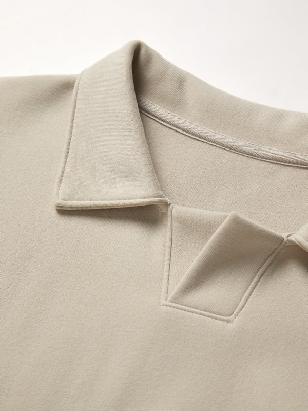Solid Color Lapel Neck Oversized Hoodie