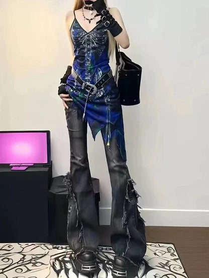 Vintage Distressed Flare Pants