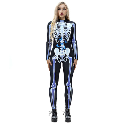 Skull Digital Printing Halloween Jumpsuit Women Clothing Brand Tights Cos Costume