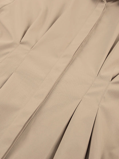 Fold Pleated Detail Shirt Mini Dress