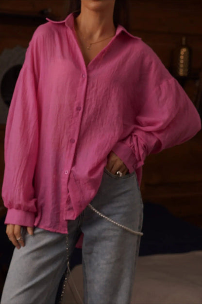 Solid Lightweight Long Sleeve Blouse