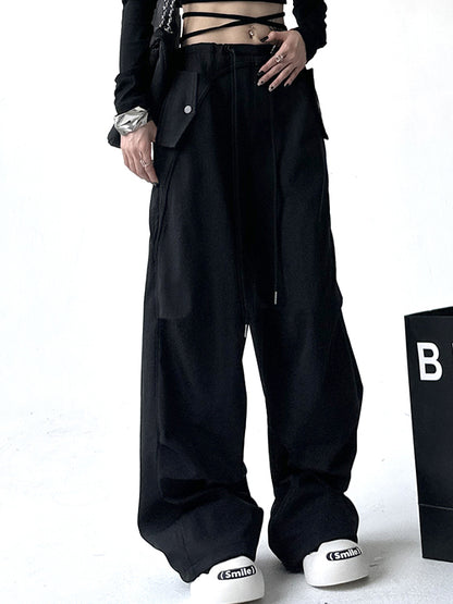 Solid Color Parachute Cargo Pants