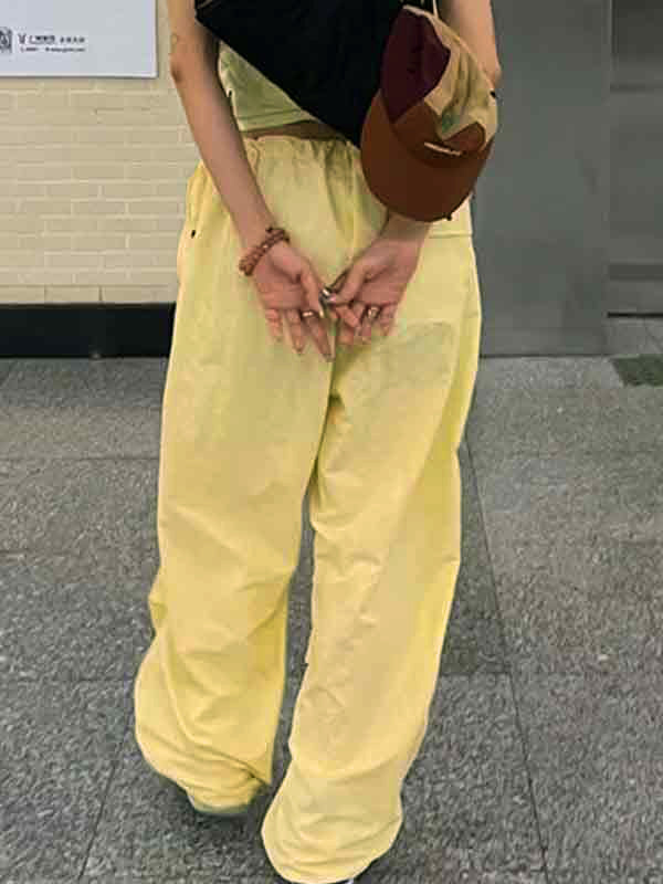 Vintage Pleated Drawstring Cargo Pants