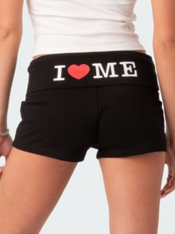 Letter Print Cropped Shorts