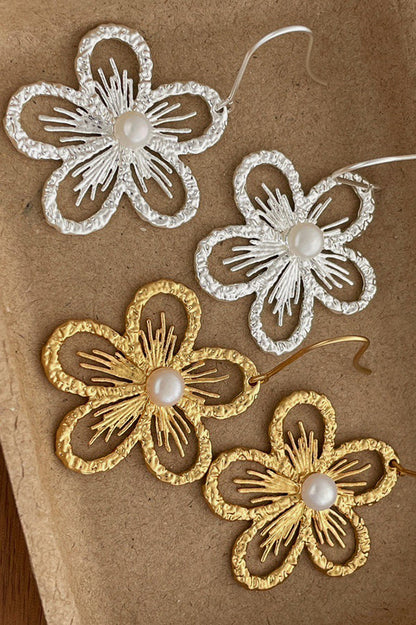 Pearl Openwork Flower Earrings