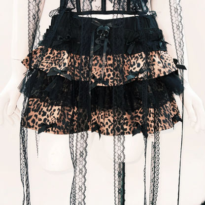 Bowknot leopard print long sleeve fluffy ruffle top  | Festival Outfits Women  | Cheetah Print Top