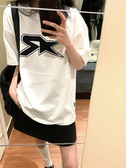 Street Star Print Oversized Short Sleeve Tee