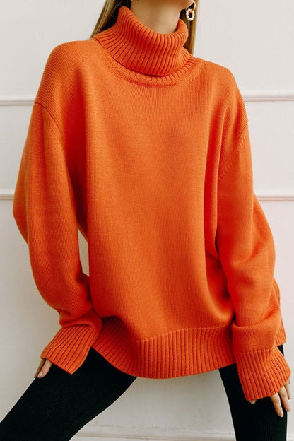 Turtleneck Loose Knit Pullover Sweater