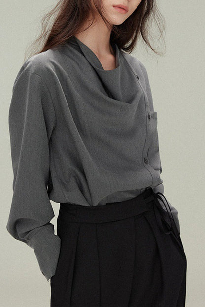 Vintage Relaxed Draped Neck Blouse