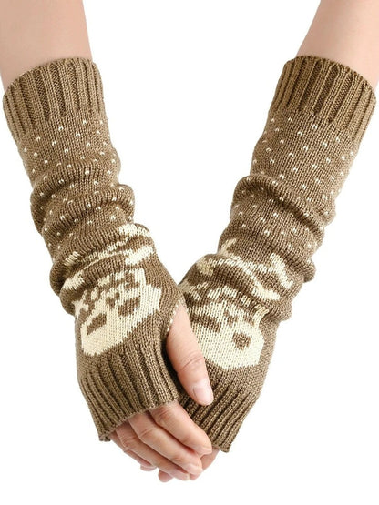 Autumn Winter Knitted Arm Sleeve Gloves