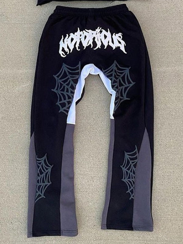 Spider Web Lettering Foam Print Sweatpants