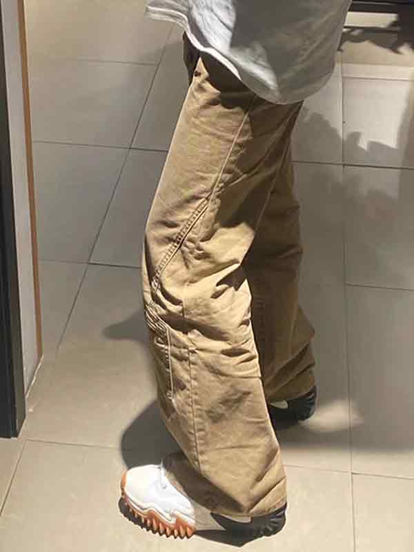 Multi-Pocket Flared Straight Cargo Pants