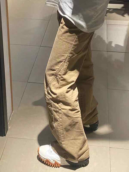 Multi-Pocket Flared Straight Cargo Pants