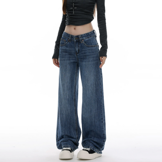Button zip-up pocket low rise straight leg | Baggy Low Rise Jeans  | Festival Outfits Women