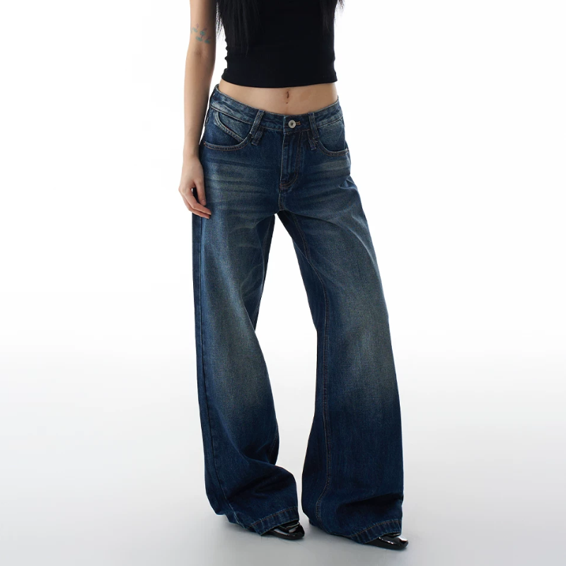 Pocket button zip-up low rise wide leg | Baggy Low Rise Jeans  | Festival Outfits Women