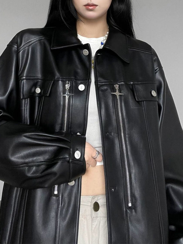 American Retro Pu Leather Jacket