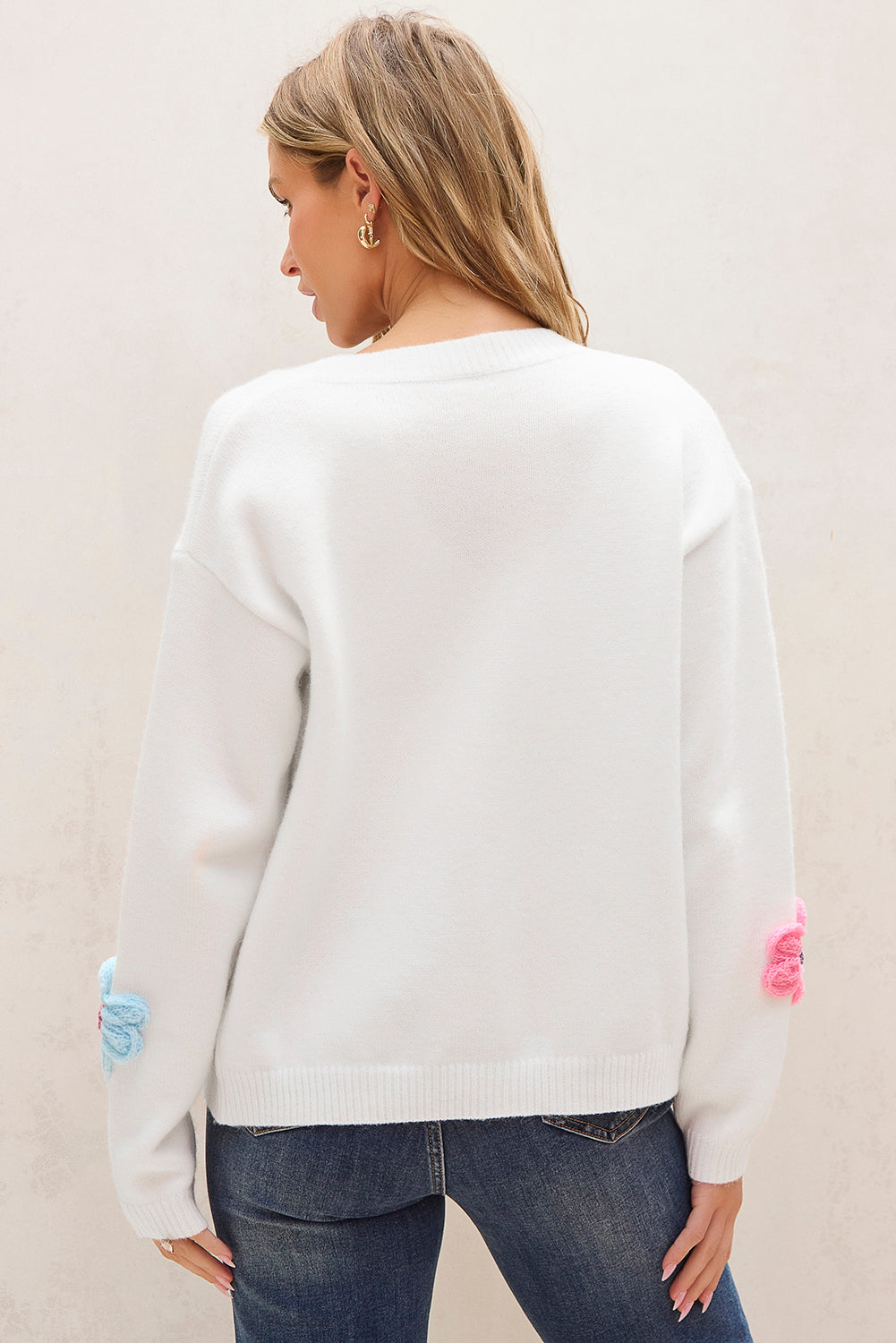 Cárdigan de punto con bordado floral y botones para mujer | Ideal para otoño/invierno