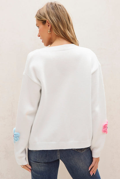 Cárdigan de punto con bordado floral y botones para mujer | Ideal para otoño/invierno