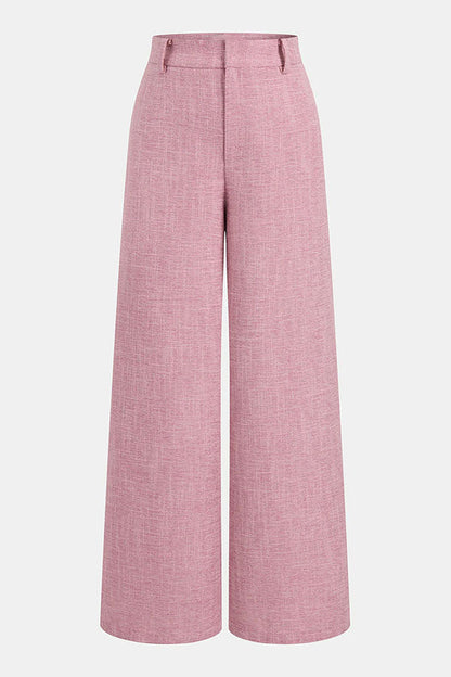 City Outfit Linen Blend Metal Button Halter Vest and Pocket Wide Leg Pants Set