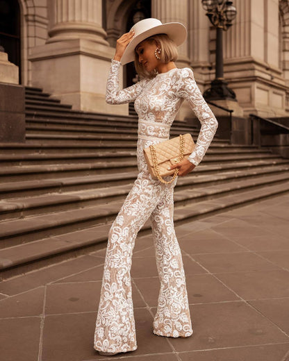 Socialite Wind Synthetic Lace Refined Grace Slim Fit Bodysuit No Belt