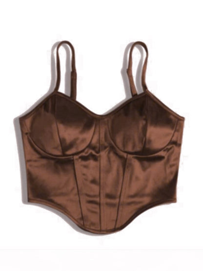 Solid Irregular Hem Corset Top