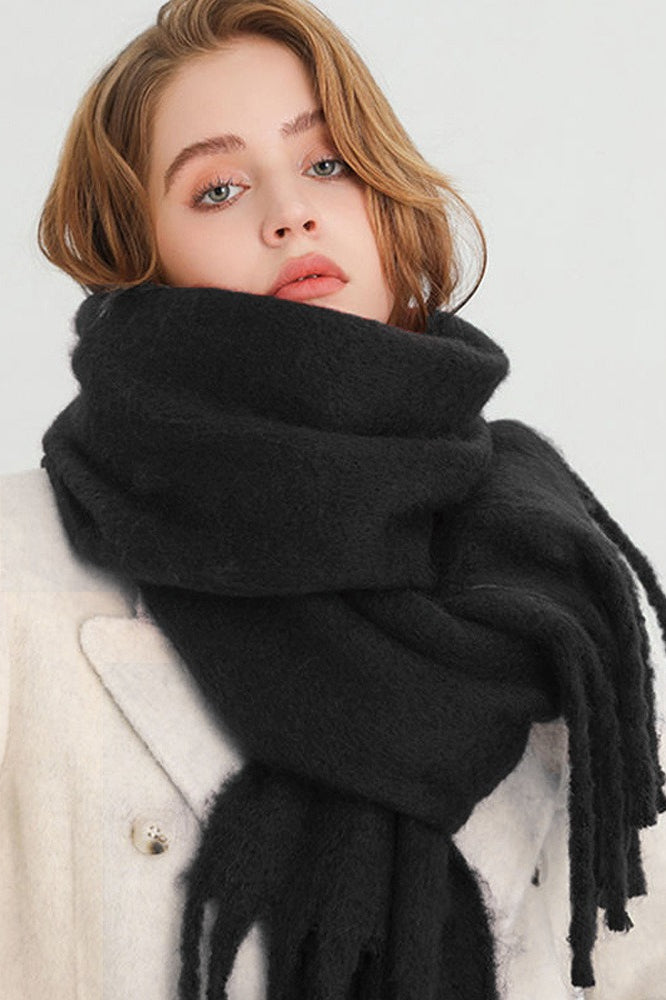 Thick Mohair Fringe Shawl Scarf